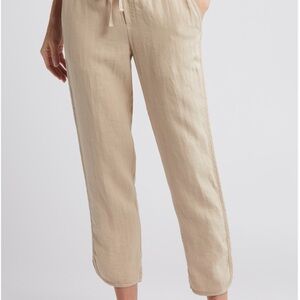 Caslon Tan Ankle Cropped Pants with Drawstring Waist